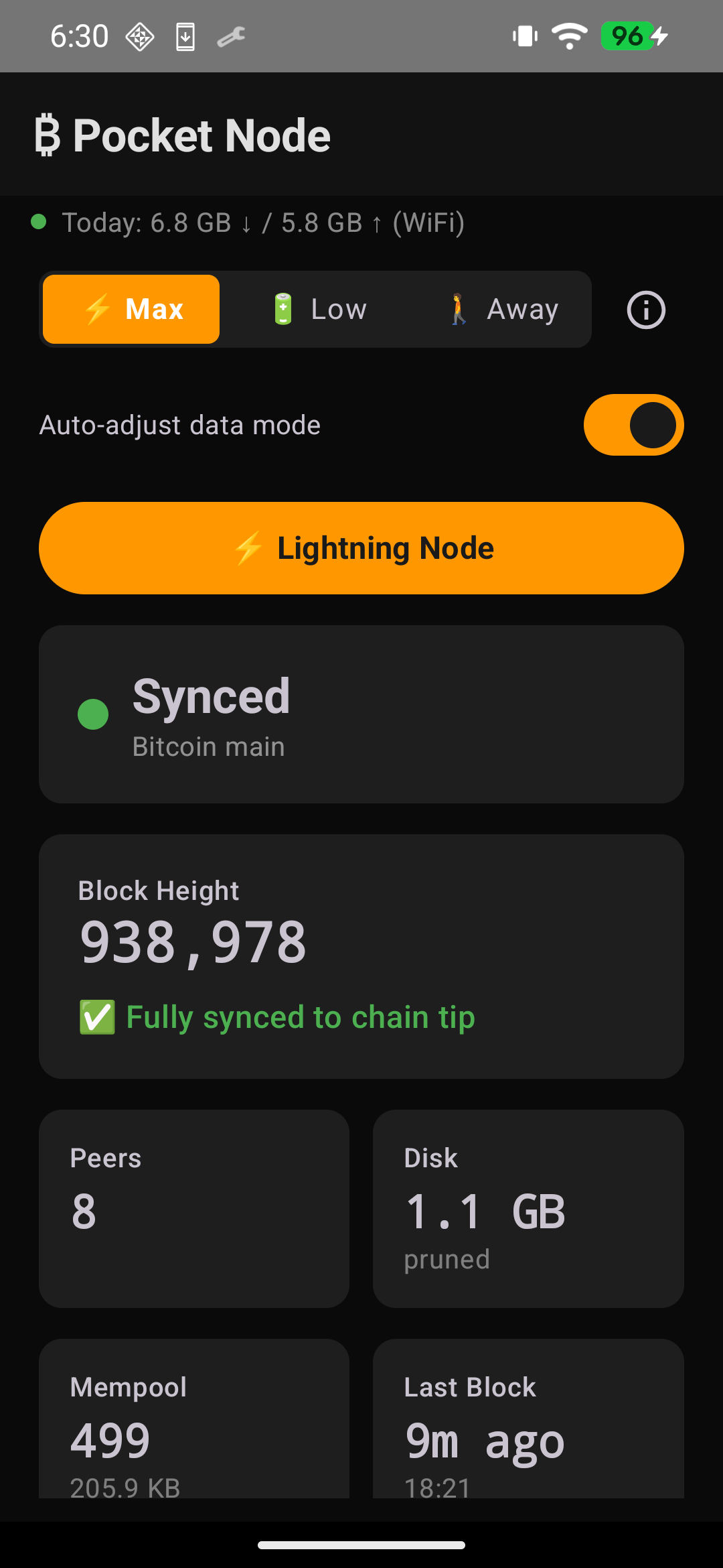 Dashboard with power modes